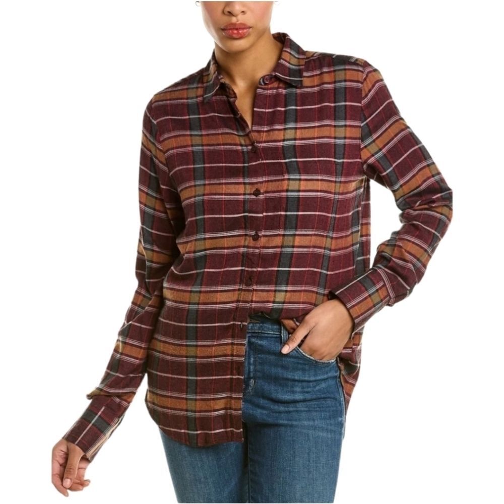 BeachLunchLounge Whitney Plaid Button-up Shirt Top Small